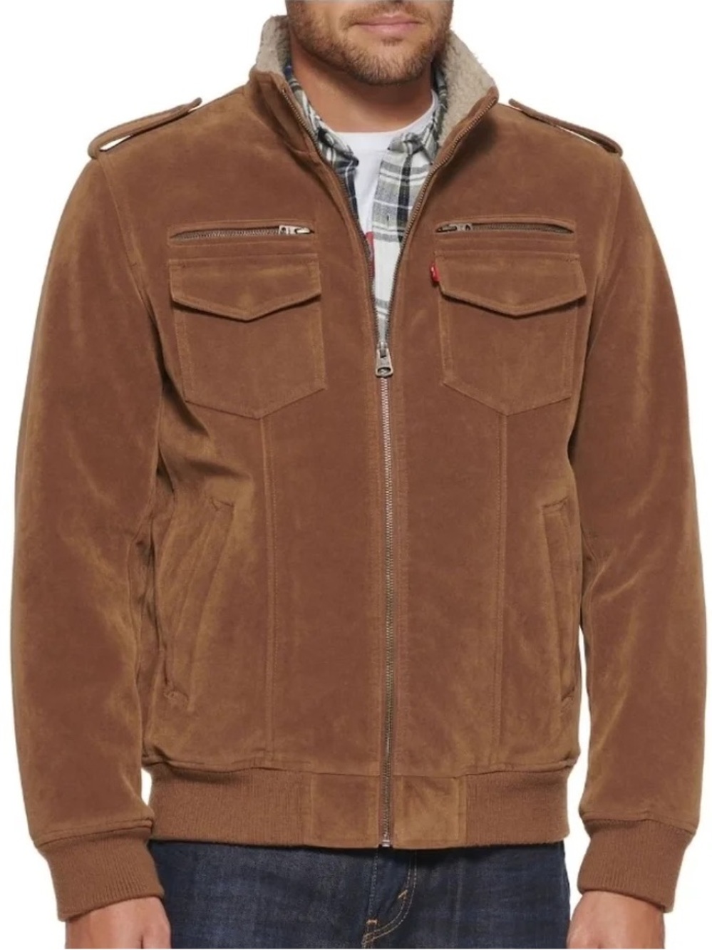Levi’s Aviator Faux Suede Brown Lined Bomber Jacket Size XXL